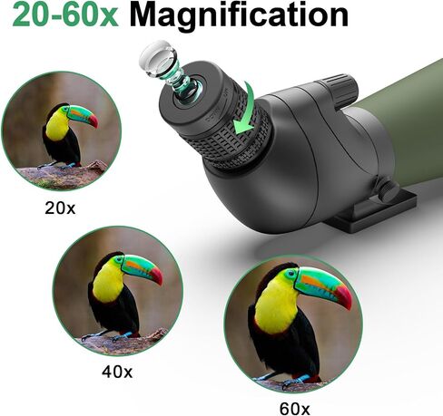 Gosky Flagship DiamondEdge Spotting Scope 20-60x80 for Bird Watching | Waterproof Spotter Scope with Tripod, Phone Adapter, Carrying Bag - BAK4 High Definition for Target Shooting Wildlife Viewing in Kuwait