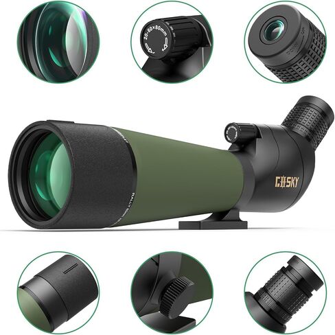 Gosky Flagship DiamondEdge Spotting Scope 20-60x80 for Bird Watching | Waterproof Spotter Scope with Tripod, Phone Adapter, Carrying Bag - BAK4 High Definition for Target Shooting Wildlife Viewing in Kuwait