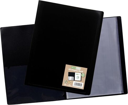 eco-eco A5 100% Recycled 10 Pocket Black Flexible Cover Portfolio Book Folder Display Book, Pack of 2 Folders, eco162x2 in Kuwait