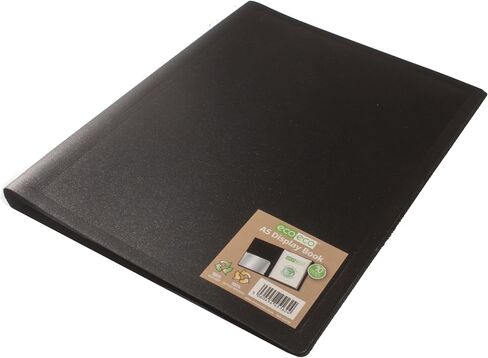 eco-eco A5 100% Recycled 10 Pocket Black Flexible Cover Portfolio Book Folder Display Book, Pack of 2 Folders, eco162x2 in Kuwait