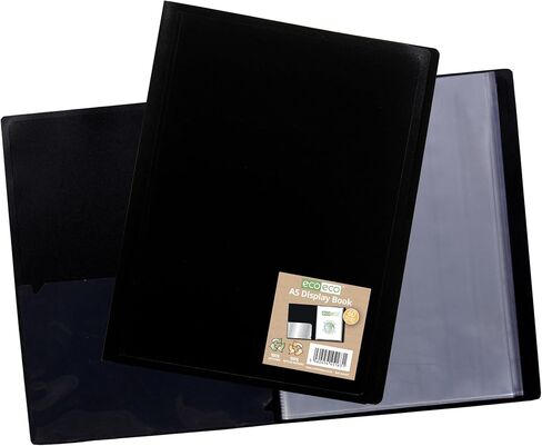 eco-eco A5 100% Recycled 60 Pocket Black Flexible Cover Portfolio Book Folder Display Book, Pack of 2 Folders, eco163x2 in Kuwait