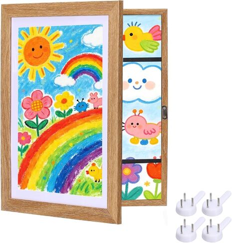 PATIKIL Art Frames, 11.8 x 16.7 Front Opening Picture Display Frame Changeable Artwork Display Storage Holds 50 Drawings for Photos Crafts Art Portfolio, White in Kuwait