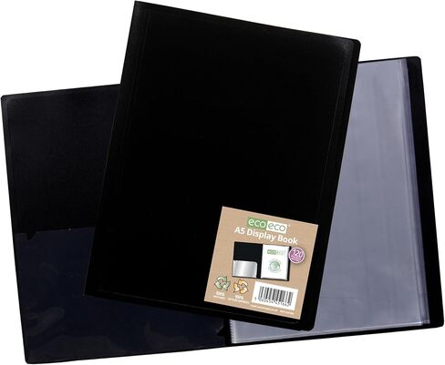 eco-eco A5 100% Recycled 120 Pocket Black Flexible Cover Portfolio Book Folder Display Book, Pack of 12 Folders, eco166x12 in Kuwait