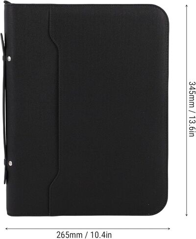 Business Portfolio Multifunctional PU Leather Zipper Portfolio for Office Efficiency Storage School Office Supplies for Students or Professionals Black in Kuwait