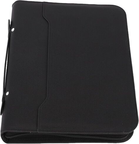 Business Portfolio Multifunctional PU Leather Zipper Portfolio for Office Efficiency Storage School Office Supplies for Students or Professionals Black in Kuwait