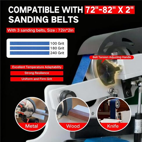 Belt Sander, 1500W Power with 2.2KW VFD, 72x2 inch Belt SizeKnife Sharpener, with 3 Grinding Moulds & 3PCS zirconia corundum sand beltsSanding Belts Compatible with 72"- 82 * 2" Belts in Kuwait
