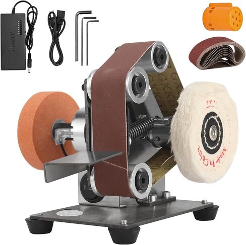 Mini Belt Sander Electric Knife Sharpener Polishing Grinding Tool | 7 Adjustable Speed, Power Belt Grinder for Woodworking, Metal Working DIY in Kuwait