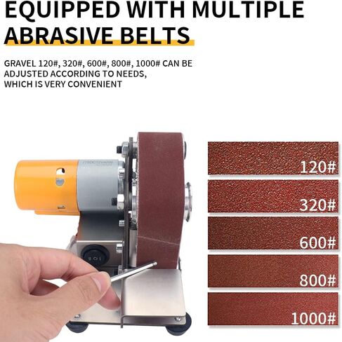 Mini Belt Sander Electric Knife Sharpener Polishing Grinding Tool | 7 Adjustable Speed, Power Belt Grinder for Woodworking, Metal Working DIY in Kuwait
