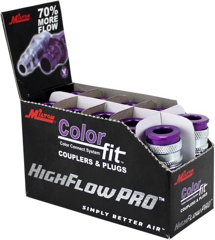 Milton 765VC ColorFit HighFlowPRO Couplers, V-style Purple, 1/4" NPT Male, Box of 10 in Kuwait