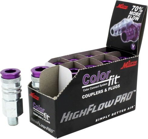 Milton 765VC ColorFit HighFlowPRO Couplers, V-style Purple, 1/4" NPT Male, Box of 10 in Kuwait