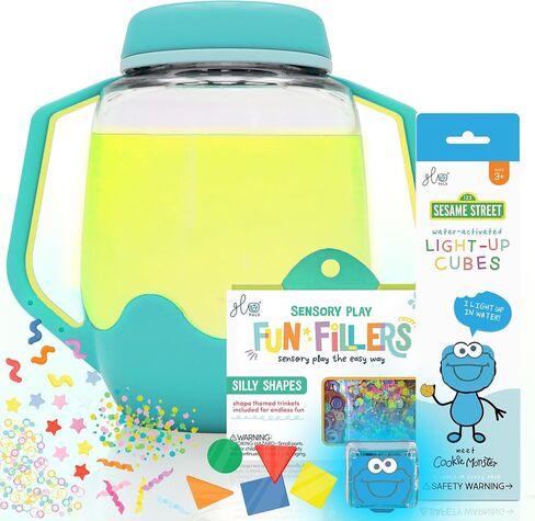 Glo Pals Play Pack Bundle, Jar, Light Up Cubes & Fillers, Glows Green | Pippa Character Water-Activated Bath Toy Cubes Glow Green, Light-Up Sensory Jar, Barnyard Themed Fun Fillers in Kuwait