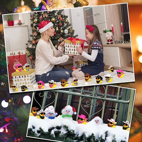 36 Sets Cowboy Ducks with Mini Hat Scarf and Sunglasses Mini Bath Duck Toys for Birthday Swimming Party Gift Favor Decorations in Kuwait