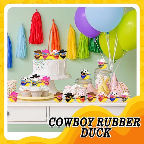36 Sets Cowboy Ducks with Mini Hat Scarf and Sunglasses Mini Bath Duck Toys for Birthday Swimming Party Gift Favor Decorations in Kuwait