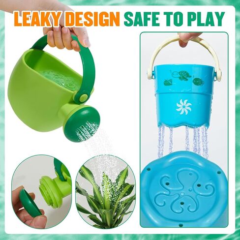 16PCS Baby Bath Toys for Kids Ages 1-3, Mold Free No Hole Bath Toy Set, Easy Clean Bathtub Pool Water Table Toys for 1 2 3 Year Old, Floating Boats Bucket Watering Can Bath Toys for Babies 12+ Months in Kuwait
