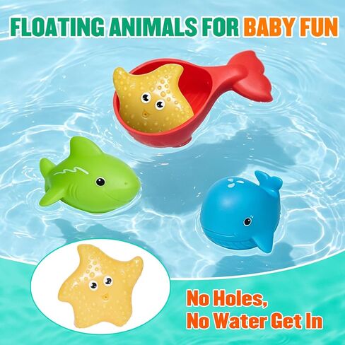 16PCS Baby Bath Toys for Kids Ages 1-3, Mold Free No Hole Bath Toy Set, Easy Clean Bathtub Pool Water Table Toys for 1 2 3 Year Old, Floating Boats Bucket Watering Can Bath Toys for Babies 12+ Months in Kuwait