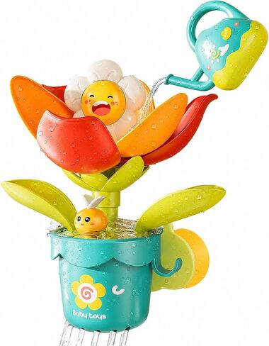 Interactive Bath Toys for Toddlers 1-3 Toys with Flower and Watering Can | Kids Bathtub Toys with Suction Cup Baby Shower Gift in Kuwait