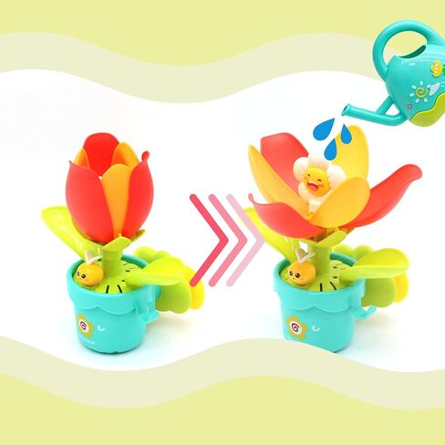 Interactive Bath Toys for Toddlers 1-3 Toys with Flower and Watering Can | Kids Bathtub Toys with Suction Cup Baby Shower Gift in Kuwait