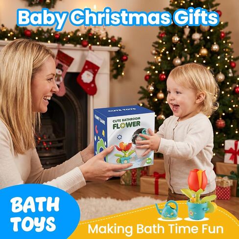 Interactive Bath Toys for Toddlers 1-3 Toys with Flower and Watering Can | Kids Bathtub Toys with Suction Cup Baby Shower Gift in Kuwait
