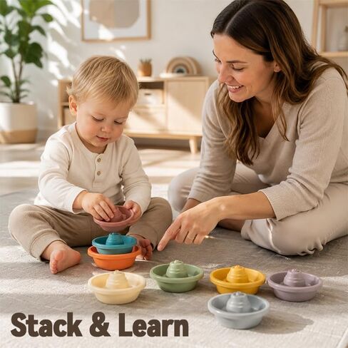 8 Pack Baby Bath Toys Floating Boats,Bathtub&Pool Toys for Kids Ages 1 2 3 | Colorful Stacking Bath Toys for ToddlersWater Toys for Babies 6-12 Months and Toddlers in Kuwait