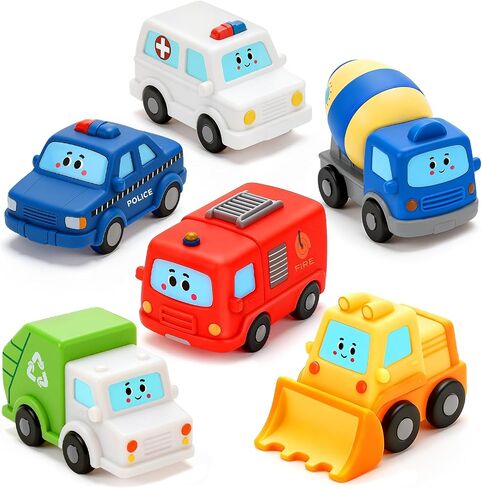 Baby Bath Toys for Kids Ages 1-3, 6 Pack Floating Vehicle Pool Toys | Soft Squeezable, Mold Free, No Hole, Toddler Bathtub Toys, Newborn Shower Gifts for Infant Boys & Girls in Kuwait