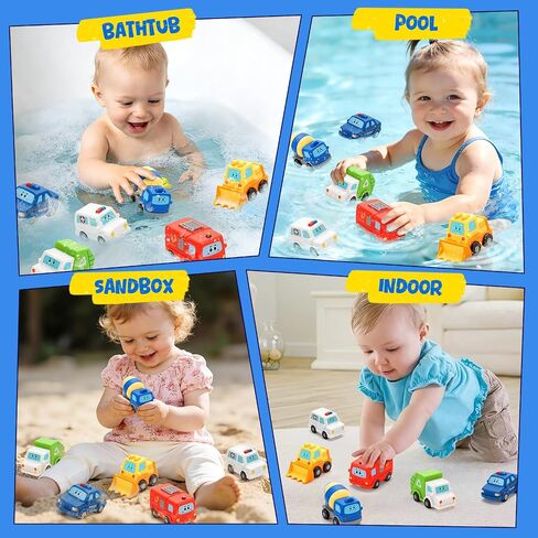 Baby Bath Toys for Kids Ages 1-3, 6 Pack Floating Vehicle Pool Toys | Soft Squeezable, Mold Free, No Hole, Toddler Bathtub Toys, Newborn Shower Gifts for Infant Boys & Girls in Kuwait