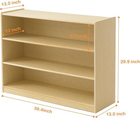 Kids Bookshelf and Toy Storage Shelf Wooden Montessori Shelf | 3-Tier Toy Shelf Birch Montessori Furniture Children Classroom Bookcase for Kids Room, Playroom, Nursery, Daycare, Preschool in Kuwait
