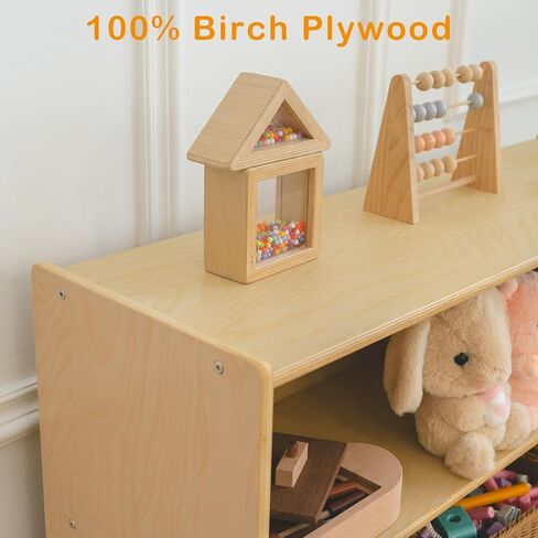 Kids Bookshelf and Toy Storage Shelf Wooden Montessori Shelf | 3-Tier Toy Shelf Birch Montessori Furniture Children Classroom Bookcase for Kids Room, Playroom, Nursery, Daycare, Preschool in Kuwait
