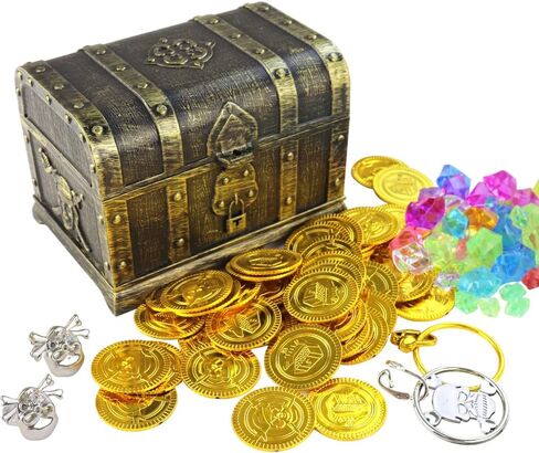 Pirate Treasure Chest Toys Kids Storage Box with Lock for Party Favors | Adventurous Treasure Box, For Boys, Props Party Favors Decoration in Kuwait