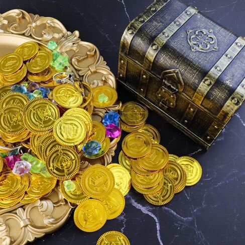Pirate Treasure Chest Toys Kids Storage Box with Lock for Party Favors | Adventurous Treasure Box, For Boys, Props Party Favors Decoration in Kuwait
