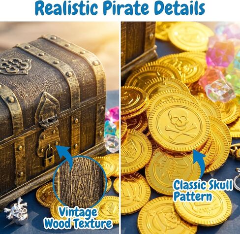 Pirate Treasure Chest Toys Kids Storage Box with Lock for Party Favors | Adventurous Treasure Box, For Boys, Props Party Favors Decoration in Kuwait