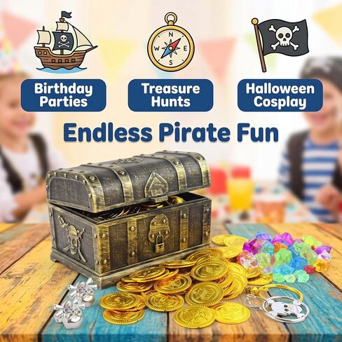 Pirate Treasure Chest Toys Kids Storage Box with Lock for Party Favors | Adventurous Treasure Box, For Boys, Props Party Favors Decoration in Kuwait