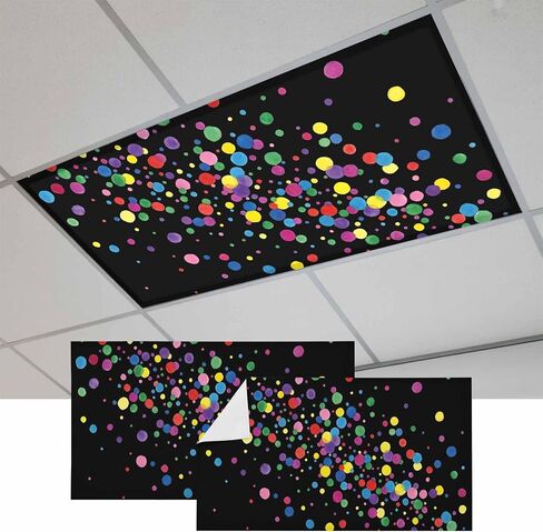 Colorful Polka Dot Magnetic Fluorescent Light Covers for Ceiling Lights 2x4 Ft, Cartoon Cute Abstract Graffiti Office Classroom Kitchen Drop Ceiling Light Covers Lighting Filters Shade Panel 1 Pack in Kuwait