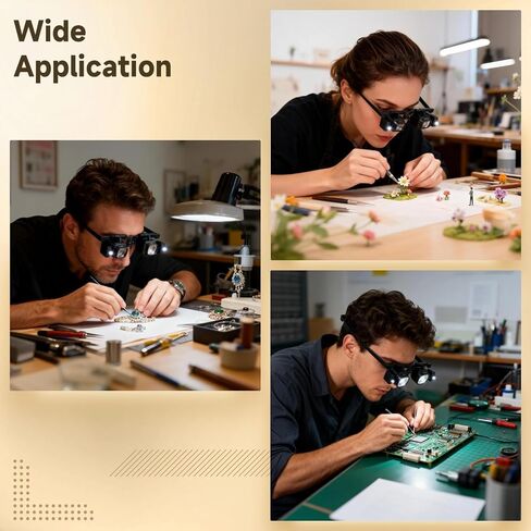 Magnifying Glasses with LED Light and Adjustable Angle Lamp, Loupe Magnifier for Close Inspection, Flip Up Lenses, Interchangeable Lens 2X 6X 10X 24X, for Jewelry Watch Repair and Crafting in Kuwait