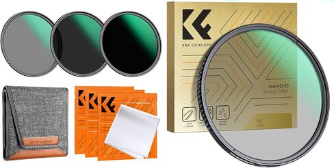 67mm ND8/ND64/ND100/ CPL Lens Filters Kit (4 Pcs) Fixed Neutral Density Circular Polarizing Lens Filter with 24 Multi-Layer Coated for Camera Lens in Kuwait