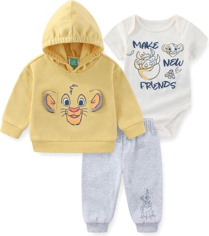 Disney Lion King Simba Baby Boys Bodysuit Hoodie and Pants 3 Piece Set in Kuwait