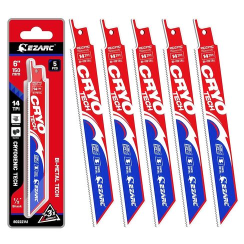EZARC Bi-Metal Reciprocating Saw Blades, 6-Inch 14TPI for Metal, 5-Pack in Kuwait
