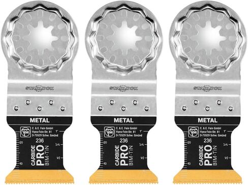 Fein Starlock E-Cut Carbide Pro Saw Blade, 1-1/4" Width, 1-5/8" Length | Precision Cutting for Hard Metals, Tempered Screws and Abrasive Materials, TiN Coated, 3-Pack, 63502236270 in Kuwait