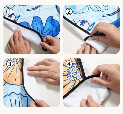 1PCS Waterproof Eating Bib for Elderly, Large Floral Print Adult Bib, Stain-Resistant Adult Apron for Seniors, Protects Clothing During Mealtime, Easy to Clean, Blue Base with Big Floral Design in Kuwait