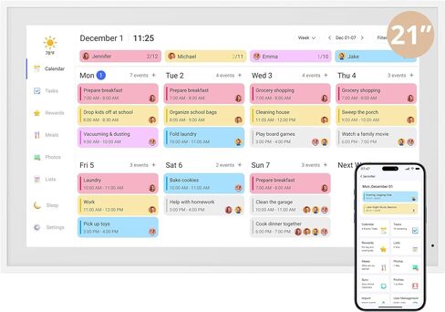 Dragon Touch 21.5" Digital Calendar Chore Chart – 1080P Full HD Interactive Touchscreen, Smart Family Planner, Hearth Display Digital Calendar Wall & Desk Mountable for Seamless Scheduling in Kuwait
