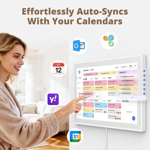Dragon Touch 21.5" Digital Calendar Chore Chart – 1080P Full HD Interactive Touchscreen, Smart Family Planner, Hearth Display Digital Calendar Wall & Desk Mountable for Seamless Scheduling in Kuwait