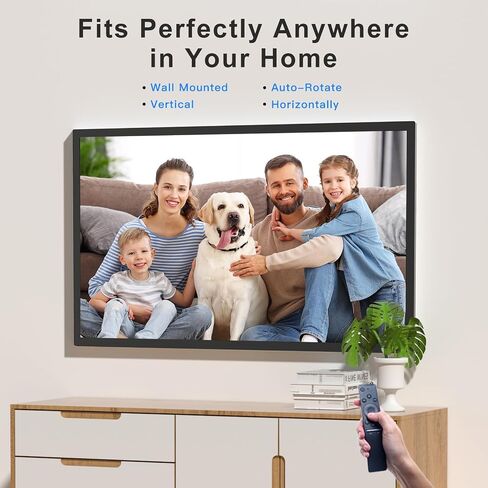 32-inch Digital Photo Frame Large-Picture-Frame - FHD IPS, Dual-WiFi, Remote Control, Smarthphone Sync Screen, Load Photo from Phone via APP Email, Free Cloud,Wall Mounted for Photo Gallery Home Decor in Kuwait