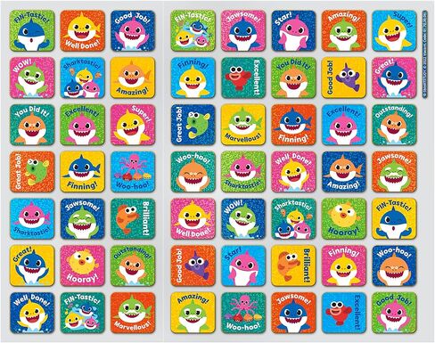 Paper Projects 01.70.30.041 Baby Shark Potty Training Includes 56 Sparkly Stickers | Colourful Chart is Wipe-Clean, Blue, 29.7cm x 42cm in Kuwait