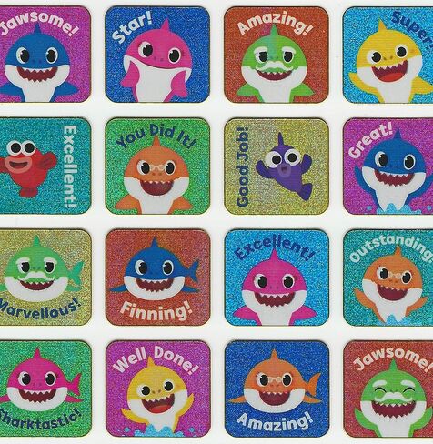 Paper Projects 01.70.30.041 Baby Shark Potty Training Includes 56 Sparkly Stickers | Colourful Chart is Wipe-Clean, Blue, 29.7cm x 42cm in Kuwait