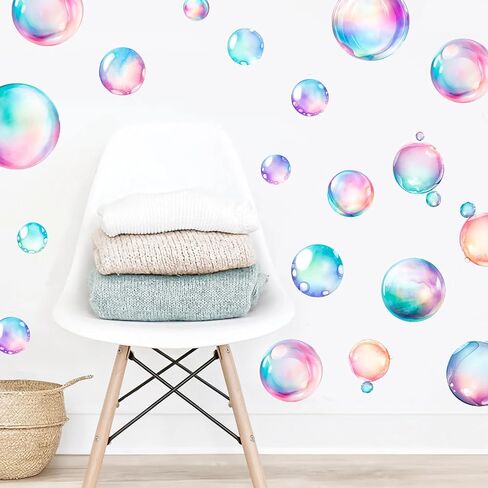Soap Bubbles Decals,66-Set Colorful Bubble Stickers Undersea World,Bathroom Decals for Walls,Ceramic Tiles and Furniture in Kuwait