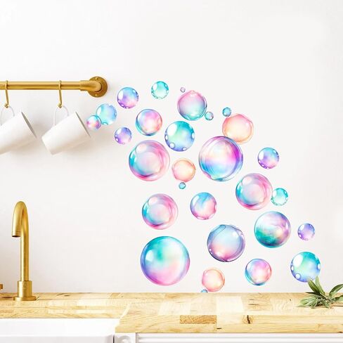 Soap Bubbles Decals,66-Set Colorful Bubble Stickers Undersea World,Bathroom Decals for Walls,Ceramic Tiles and Furniture in Kuwait