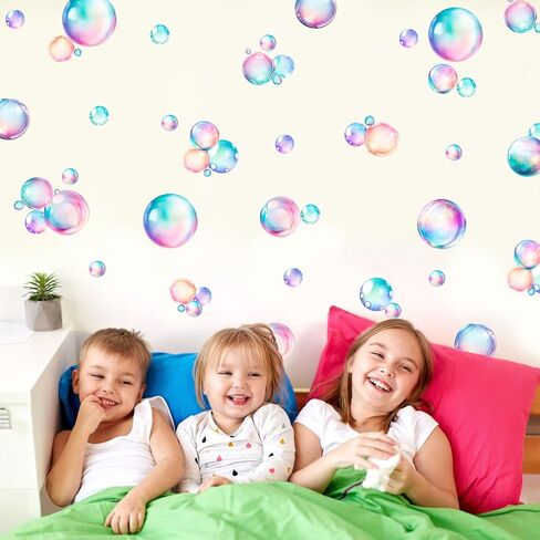 Soap Bubbles Decals,66-Set Colorful Bubble Stickers Undersea World,Bathroom Decals for Walls,Ceramic Tiles and Furniture in Kuwait