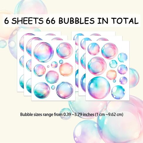 Soap Bubbles Decals,66-Set Colorful Bubble Stickers Undersea World,Bathroom Decals for Walls,Ceramic Tiles and Furniture in Kuwait