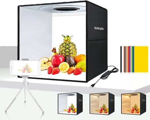 Folding Studio, Portable Photo Studio Light Box, with 6 Double-Sided Background Cloths,250mm Three Colour Temperature (400mm Three Colour Temperature) in Kuwait