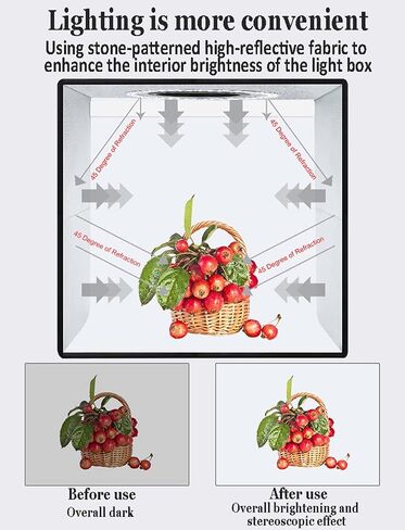 Folding Studio, Portable Photo Studio Light Box, with 6 Double-Sided Background Cloths,250mm Three Colour Temperature (400mm Three Colour Temperature) in Kuwait