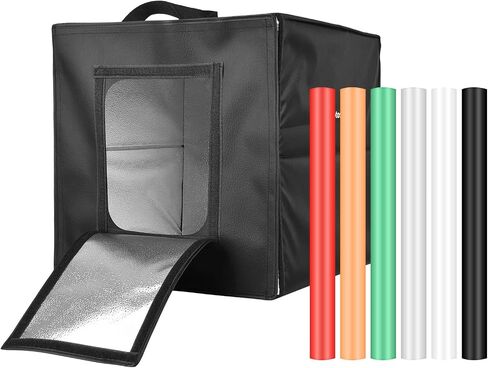 aqxreight Foldable LED Light Tent, 40cm Portable Tabletop Photo Studio Light Box with 128 LED Beads Bi Color Temperature Adjustable Brightness, 6 Color Backdrops for Jewelry Cosmetics in Kuwait